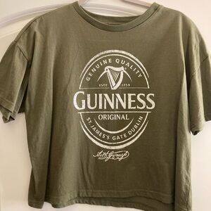 Guinness Olive Green Logo Tee with White Print